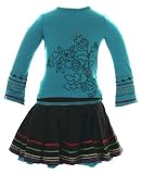 Catimini *Spirit Denim* Turquoise L/S Embrodiered Top and Layered Skirt Set