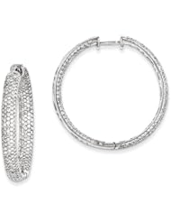 14k White Gold Diamond In-Out Hinged Hoop Earrings, Best Quality Free Gift Box Satisfaction Guaranteed
