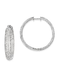 14k White Gold Diamond In-Out Hinged Hoop Earrings Diamond quality AA (I1 clarity, G-I color)
