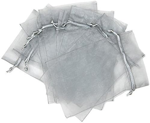30 Designer Organza Fabric Gift Bags Pouches Party Gift Bags Silver Large 8.75" By 13.75" by OBG100LSIL