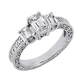 14k White 3 Stone 1.75 Ct Diamond Ring - Size 7.0