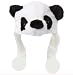 Panda Bear Animal Plush Hat with Ear Flaps & Black Poms