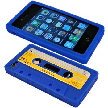 Cbus Wireless brand Blue/Yellow Silicone Cassette Tape Case / Skin / Cover for Apple iPhone 4 / 4G