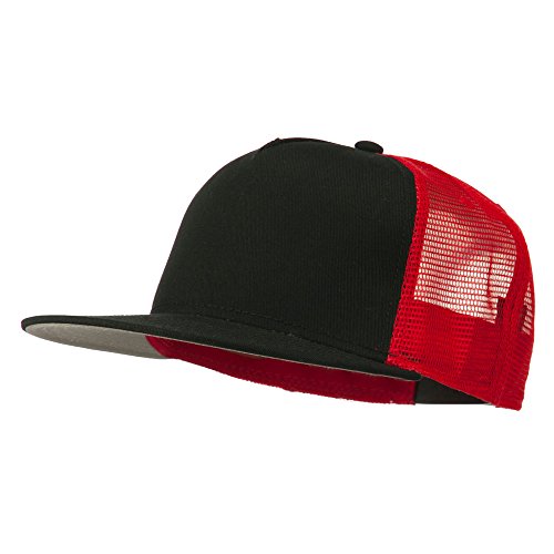 5 Panel Prostyle Trucker Caps - Black Black Red
