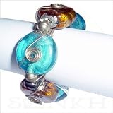 Blue Brown Designers Glass Napkin Ring, 4 Pcs Set, Great for Any Holiday, Christmas and Inexpensive Gift
