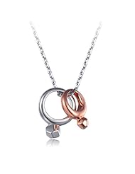 Platinum Plated 925 Sterling Silver His and Hers Diamond Ring Shaped Valentine Lover Couple Women Necklace Gift (16)