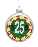 $25 Casino Poker Chip Glass Christmas Ornament 3