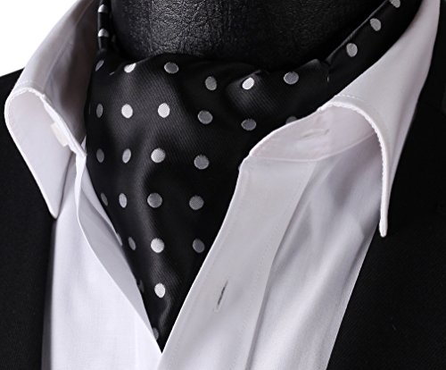 SetSense Men's Polka Dot Jacquard Woven Self Cravat Tie Ascot