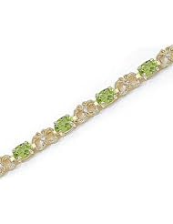14kt Yellow Gold Oval Peridot and Diamond Bracelet
