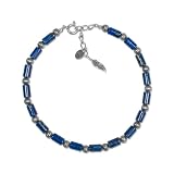 Sterling Silver Lapis Beaded Anklet