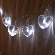 10 Bulb LED White Heart Shaped Battery Fairy Lights
