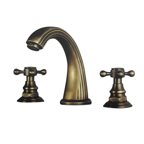 Two Handle Widespread Bathroom Vanity Sink Lavatory Faucet, Antique Brass