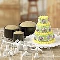 6PC MINI-TIERED CAKE PAN SET WITH DECORATING ACCESSORIES (TOTAL 14PC. SET)