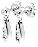 14k White Gold Dangle Earrings (1/8 cttw, H-I Color, I1-I2 Clarity)