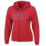 MLB Women's Los Angeles Angels The Beauty Long Sleeve Fullzip Fleece Hoodie (Athletic Red, Large)