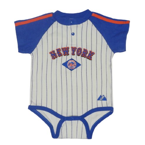 MLB New York Mets Baby / Infant One-Piece Bodysuit / Romper / Onesie - Beige & Blue (Size: 3-6)