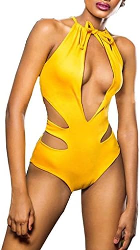 ForeFront Women's Yellow Monikini with Cut outs Size M US
