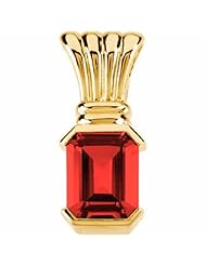 14K Yellow Gold Emerald Cut Chatham Created Ruby Pendant -- LIFETIME WARRANTY