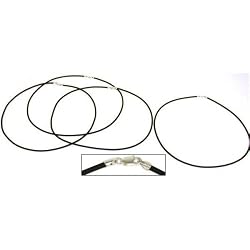 Rubber Cord Necklace Black 18" 4Pcs