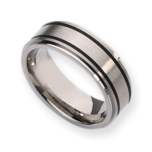 41Ef9uiv4xL Titanium Black Accent 8mm Brushed and Polished Comfort Fit Wedding Band (Size 8 13)