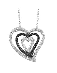 Two-Tone Sterling Silver With Diamond Accent Triple Heart Necklace (0.016 cttw, 18 inch)