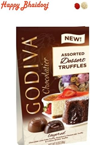 Bhaidooj Chocolates - Godiva Chocolate Assorted Dessert Truffles (4.3 Oz) with Roli Tika
