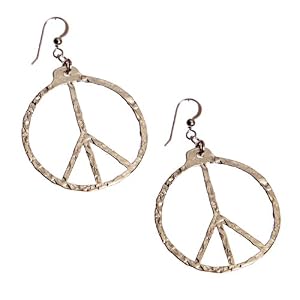 Peace Symbol Hand Hammered Delicate Silver Dipped Earrings