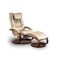 Mac Motion Chairs Model 2-Piece Recliner with Matching Ottoman with Walnut Frame