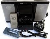 Black iPod Remote Control HiFi Speakers / Speaker System / Dock (made for iPod). Includes multi-voltage travel charger