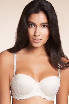 Underwired Jacquard Spot Lace Push up Strapless Bra