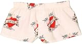 Touch of Europe Boxers : Cheerleading Cheer Team Wording Cheer Tattoo White Flannel Cotton Girl Boxers Mini Itty Bitty Shorts 1" Inseam, Covered elastic waist, 100% cotton, available in 5 adult sizes