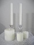 100% Beeswax Candles - Set of Glittered IVORY Honeycomb Candles - *Candle holders are for display purposes only*