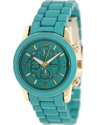 Geneva Platinum Womens 9272.GOLD.TEAL Green Plastic Analog Quartz Watch with Green Dial