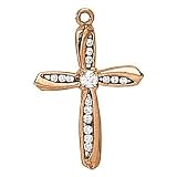 14K Rose Gold Diamond Cross Pendant