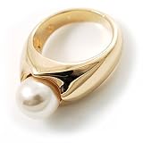 Faux Pearl Gold Plated Ring (Ivory)