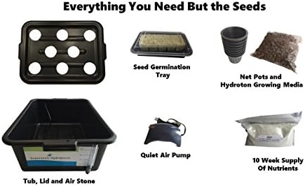 Supersonic Hydroponic Deep Water Culture (DWC) Hydroponics Kit - 8 Plants - Everything You Need but the Seed