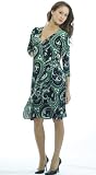 V-Neck Three-quarter Sleeve Wrap Front Print Dress