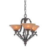 Royce Lighting RMC2250/3-24 Manchester Hall Three-Light Mini Chandelier Palladio with Amber Etched Globes