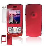 Samsung M520 Cell Phone Red Rubber Feel Protective Case Faceplate Cover