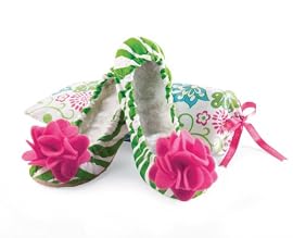 Mud Pie Green Zebra Slippers - Size L