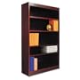 Square Corner Bookcase, Wood Veneer, 5-Shelf, 36w x 12d x 60h, Mahogany
