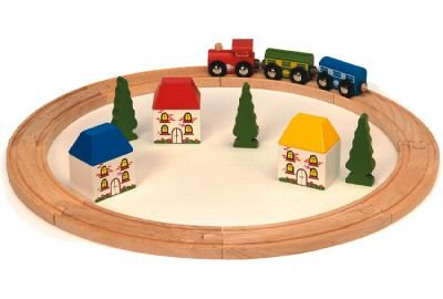 Childrens Toyshop  Third Party New : Complete Wooden Train Railway System - 20 piece My First Train Set (Compatible with leading wooden rail systems) - Wooden Toy