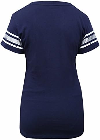 WingE Women's Dallas Cowboys V-Neck T-Shirts Vintage Style - Blue (Size: L)