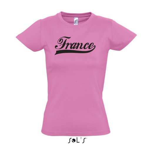 Damen T-Shirt – Frankreich Oldschool France LÄNDERSHIRT EM / WM FAN Trikot S-XXL , Orchid pink – schwarz , M