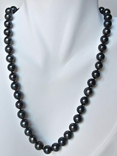 30" Long AAA Genuine 7-8mm ROUND Black Strand Pearl Necklace Cultured Freshwater