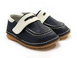 Boy Squeaky/Dress Shoes, Navy, White Strap, Loafer, Removable Squeaker (Toddler/kid/children)