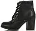 Soda Women's Korman Faux Leather Lace Up High Chunky Heel Ankle Booties, Black, 8 M US