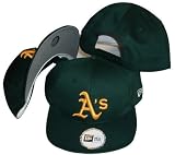 Oakland A's Green Low Profile Snapback Adjustable Plastic Snap Back Hat / Cap - Size Low Profile Adult OSFA - (Sz. 6 7/8 - 7 5/8)