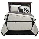 Grey/Blk Hotel 8 piece Comforter Set - King
