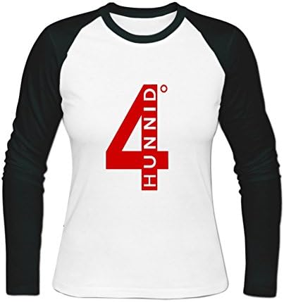 ZIHLN Women's 4 Hunnid Baseball T shirt Long Sleeve XL White
